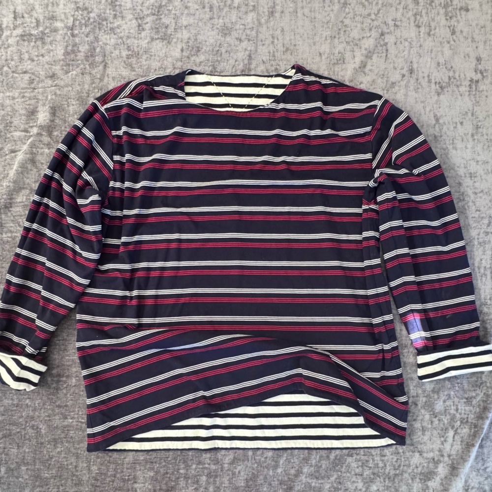 Tommy Hilfiger Reversible Navy and White Striped Sweater